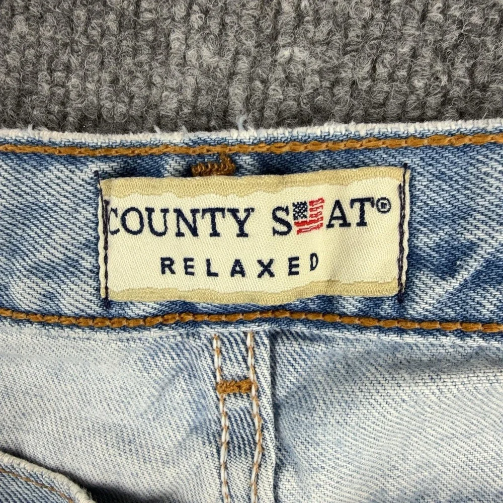 VTG County Seat Jeans Mens 34x32 Light Wash Blue Relaxed Fit Straight Leg Denim